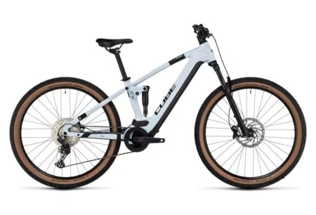 VTT Électrique Tout-Suspendu Cube Stereo Hybrid 120 Pro 750 Shimano Deore 12V 750 Wh 29'' Blanc Flash 2023