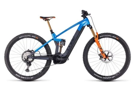VTT Électrique Tout-Suspendu Cube Stereo Hybrid 140 HPC Actionteam 750 Shimano XT 12V 750 Wh 29'' Bleu Gris Actionteam 2023