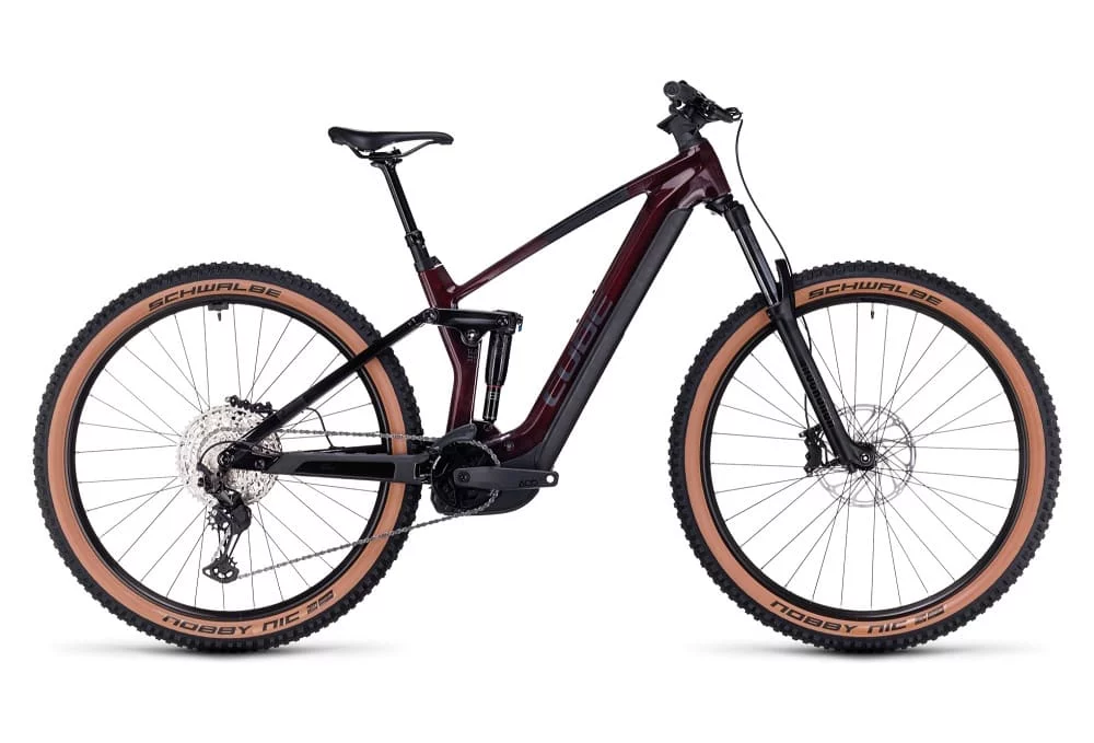 VTT Électrique Tout-Suspendu Cube Stereo Hybrid 140 HPC Race 625 Shimano Deore/XT 12V 625 Wh 27.5'' Rouge Liquid 2023