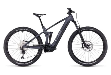 VTT Électrique Tout-Suspendu Cube Stereo Hybrid 140 HPC Race 750 Shimano Deore/XT 12V 750 Wh 29'' Gris Chrome 2023