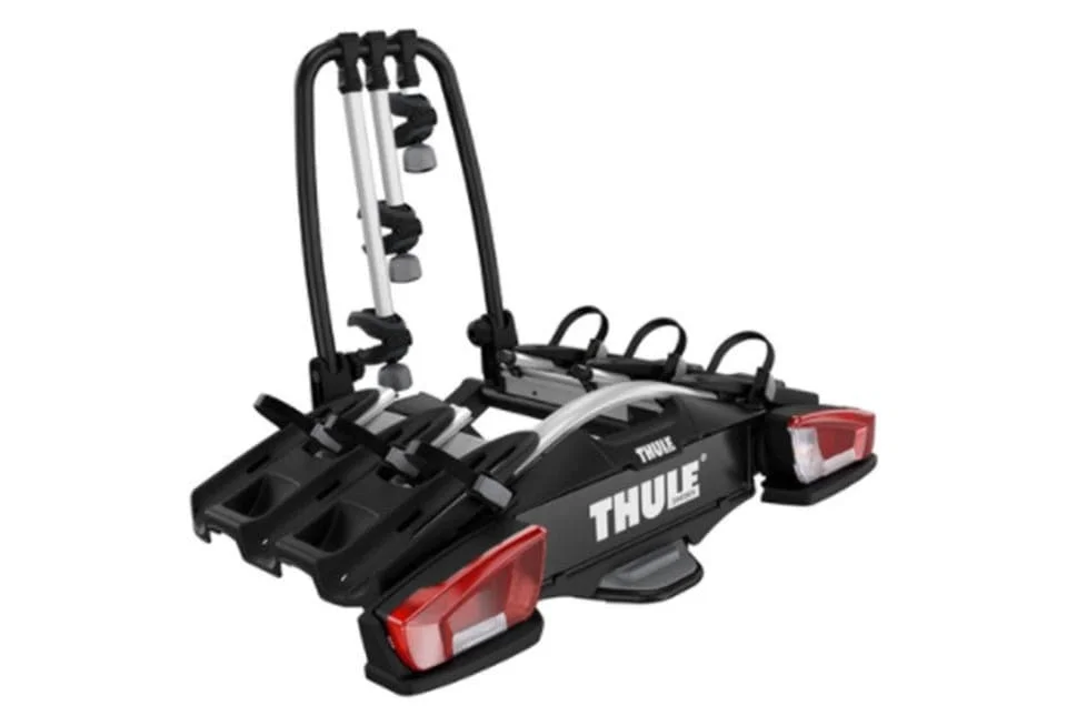 Porte-Vélos sur Boule d'Attelage Thule VeloCompact Prise 13 Broches - 3 Vélos (Compatible E-Bikes) Noir Argent