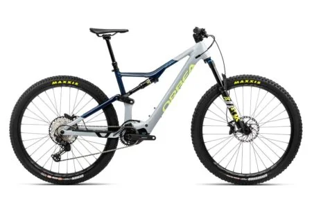 VTT Électrique Tout-Suspendu Orbea Rise H30 Shimano Deore 12V 540 Wh 29'' Gris Iceberg Bleu Moondust 2023