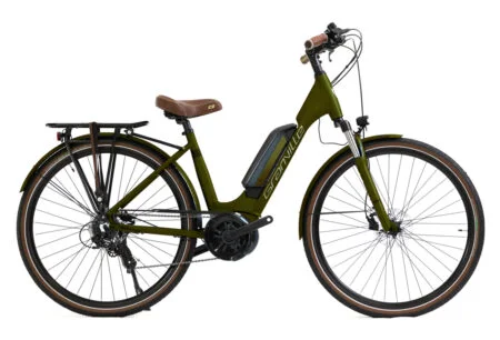 Vélo de Ville Électrique Granville E-Urban 30 Unisex Shimano Tourney/Altus 7V 400 Wh 700 mm Vert Army Mat 2023