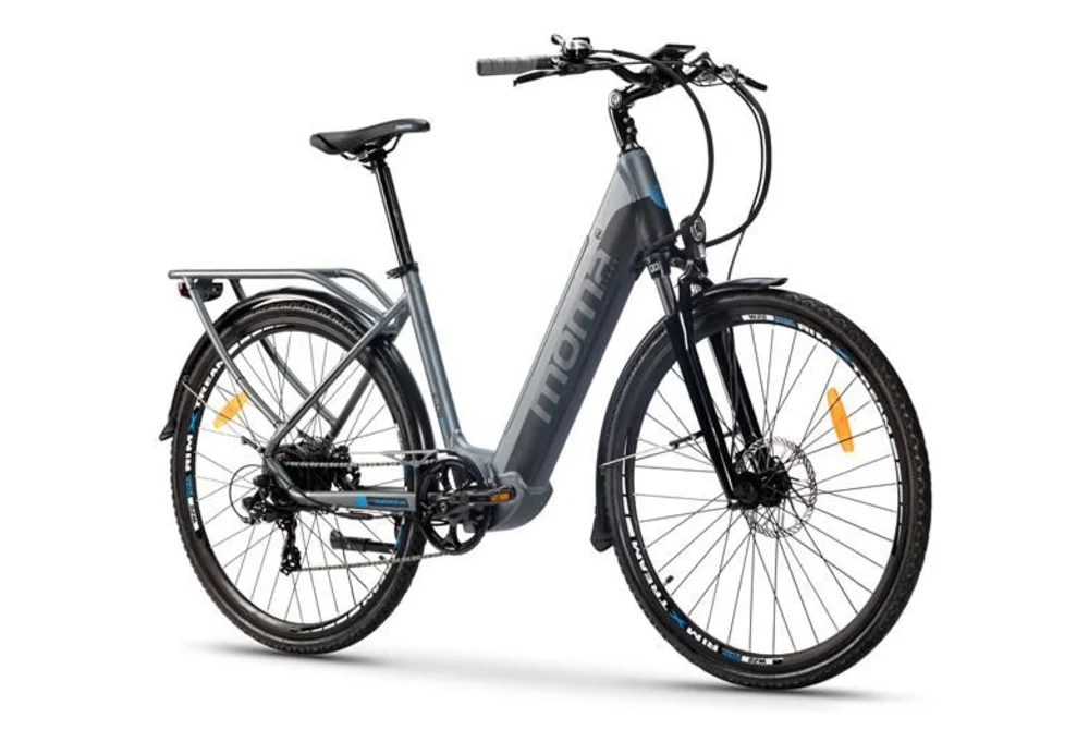Vélo de Ville Electrique Moma Bikes Ebike-28 Shimano 7V Batterie 624Wh Gris Noir
