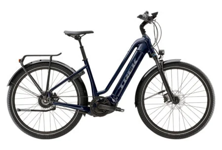 Vélo de Ville Électrique Trek Allant+ 9 Lowstep Enviolo Courroie 625 Wh 650b Bleu Foncé 2024