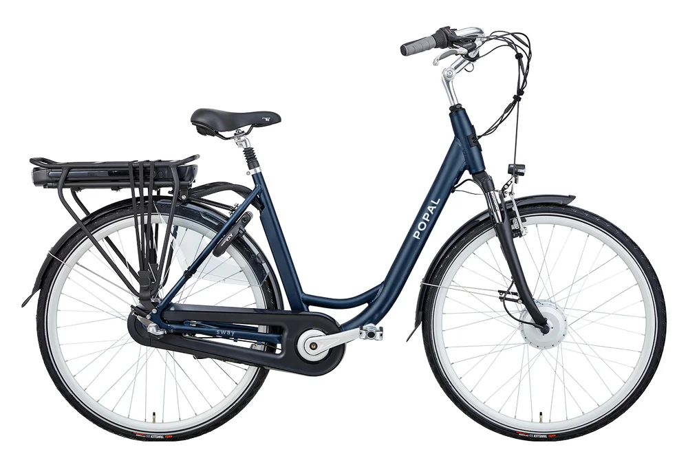Vélo de ville électrique Popal Sway - Moteur roue avant - 54 cm - Bleu - 470Wh