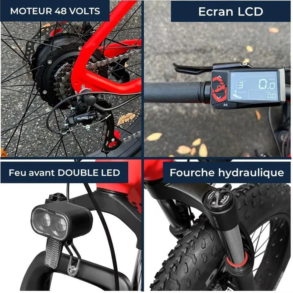 Vélo Électrique YEEP.ME HOLIDAY Bleu 26" Fatbike 48V Batt 643Wh Freins Hydrau