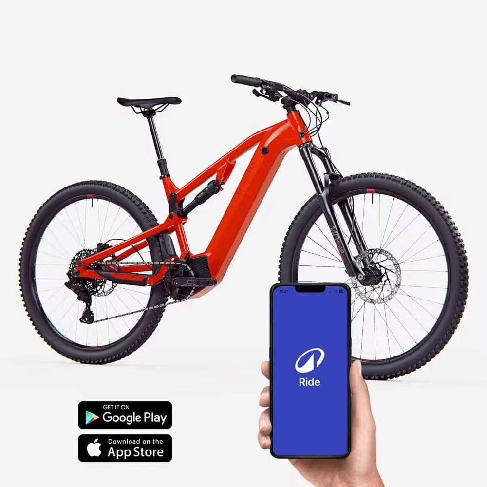 Vélo VTT électrique tout suspendu 29" Rockrider E-EXPL 520 S Rouge